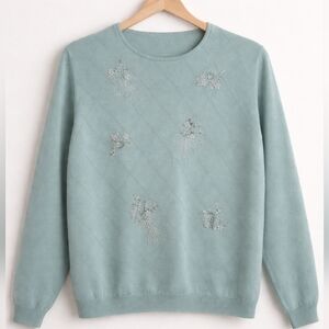 Vintage Alfred Dunner Beaded Floral Sweater | XL | Cottagecore Grandma Chic